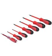 7pcs Insulated Screwdriver Set 500V Pouch – VDE Approved Slotted/Pozi Assortment, CR-V Blades | Dual Material Ergonomic Grips, Portable Storage | UAE Low Voltage Electrician Safety Kit 